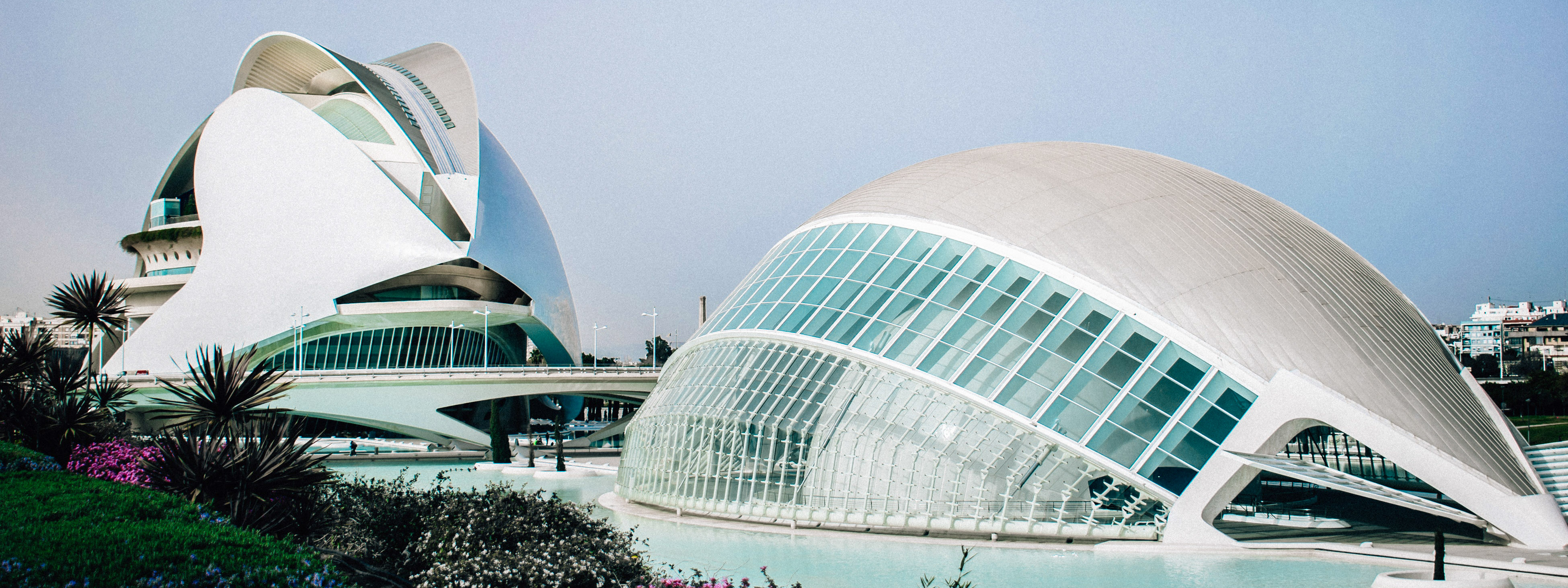 A view of the modern City of Arts & Sciences complex in Valencia, Spain.