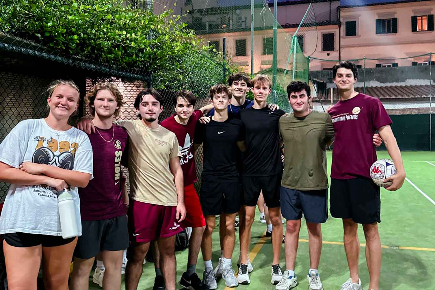 FSU Florence students gather for a photo after a soccer game.
