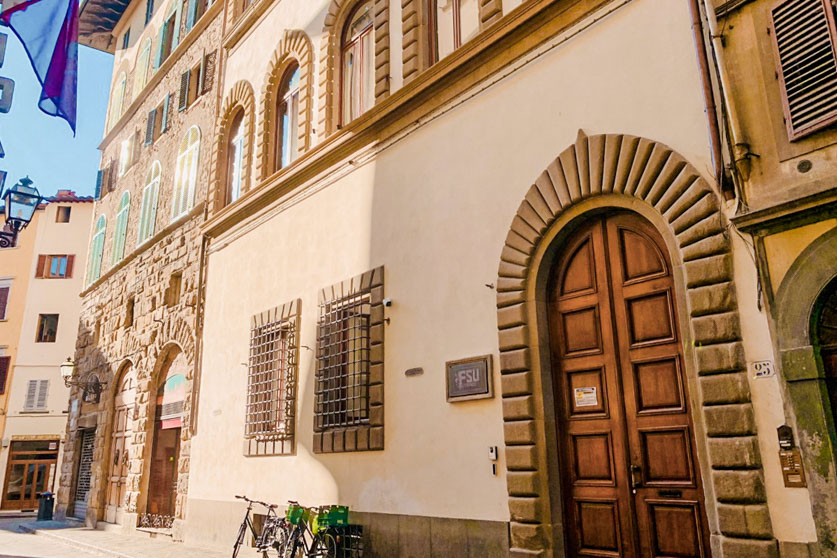 A view of the FSU Florence door from the street.