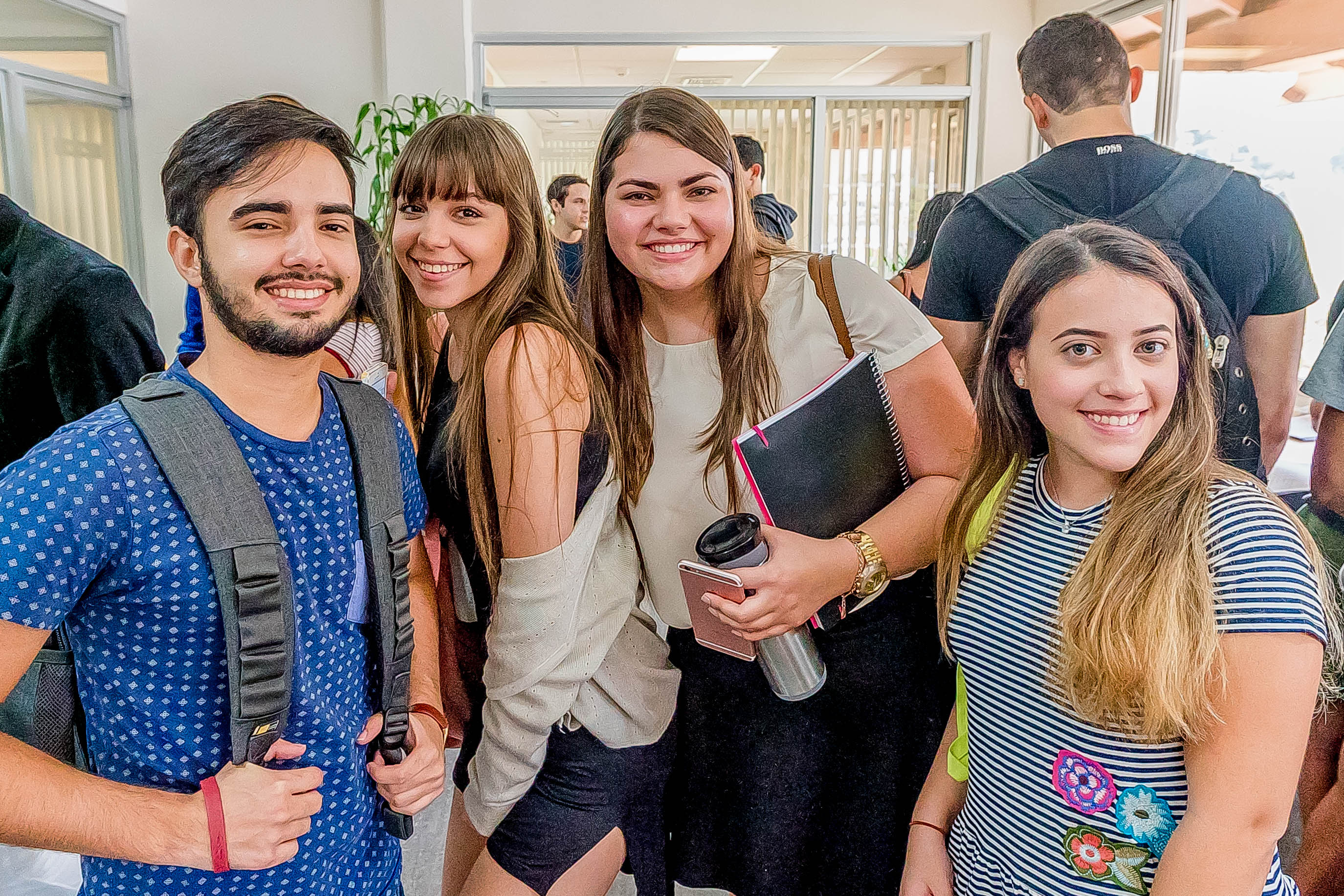 Students posing together in Panama between classes.
