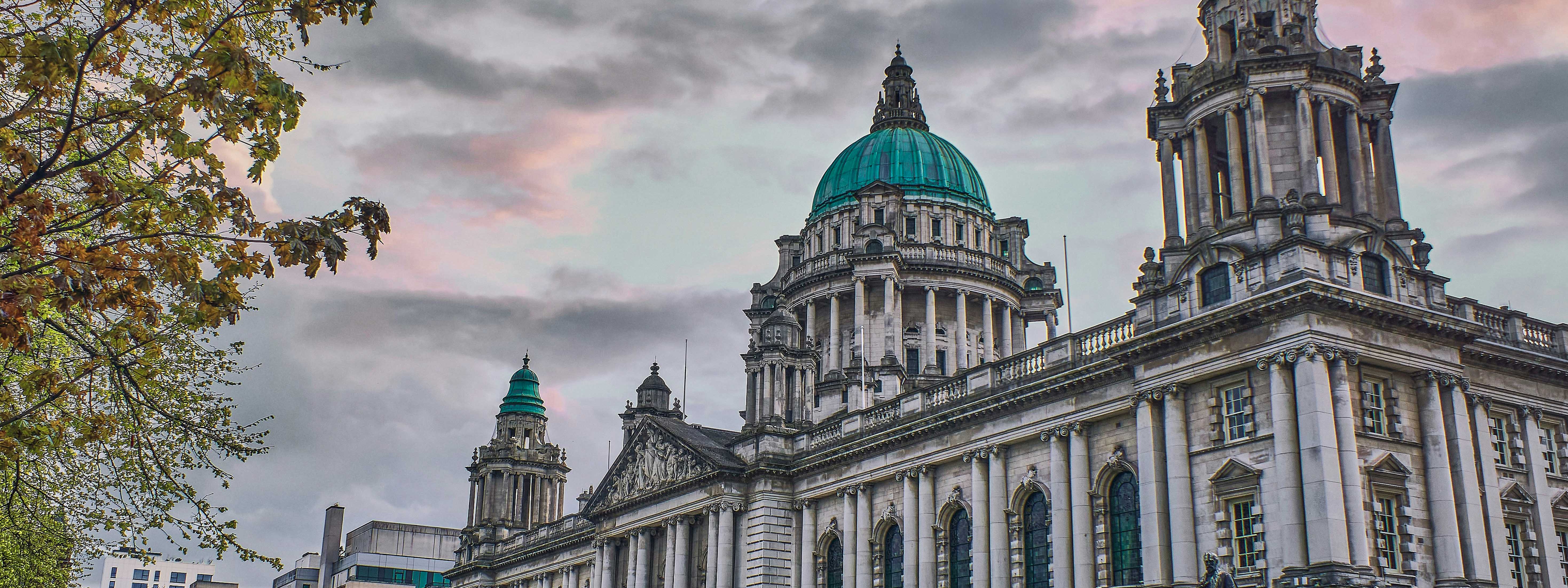 A view of a historic building in Belfast. 