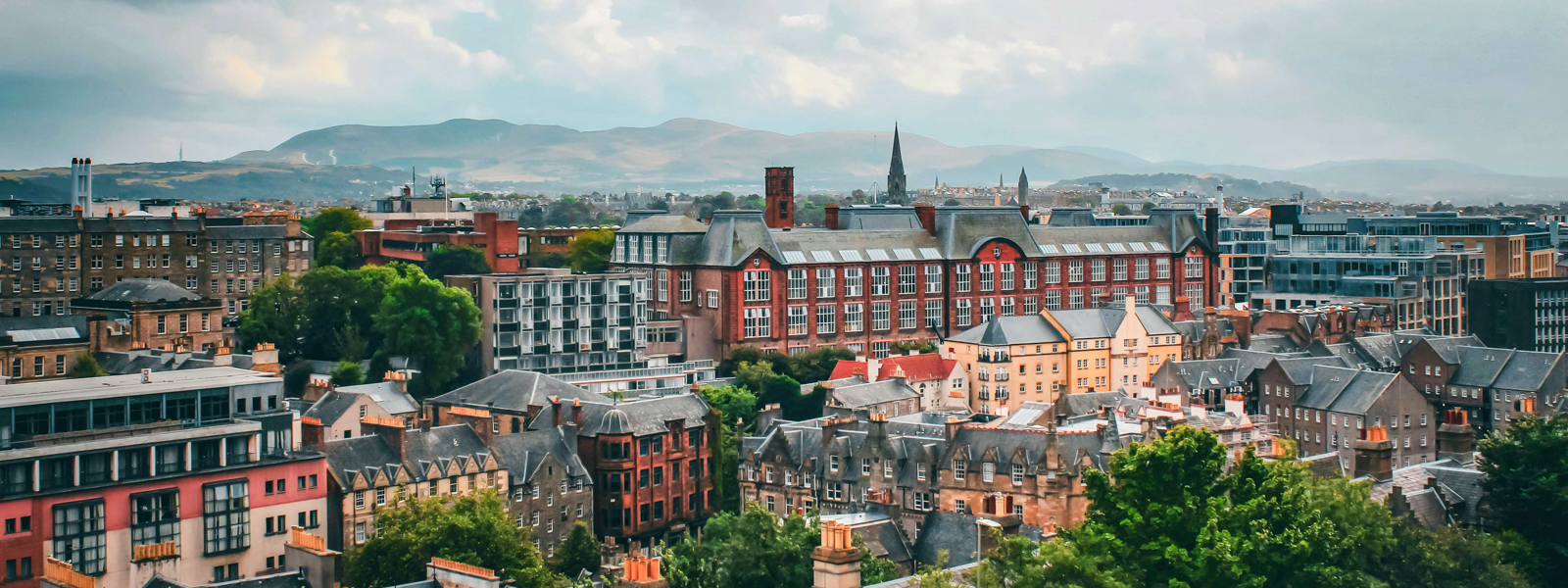 A view of rooftops in Edinburgh.