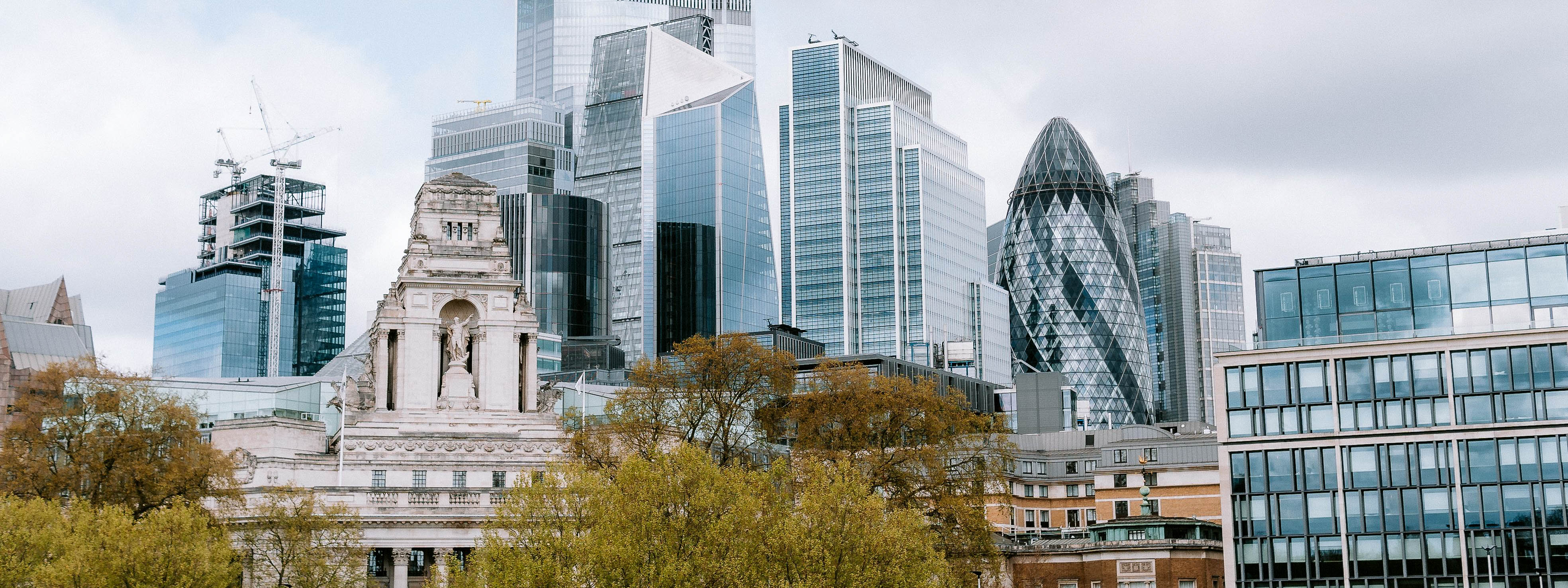 a view of the financial district in London. 
