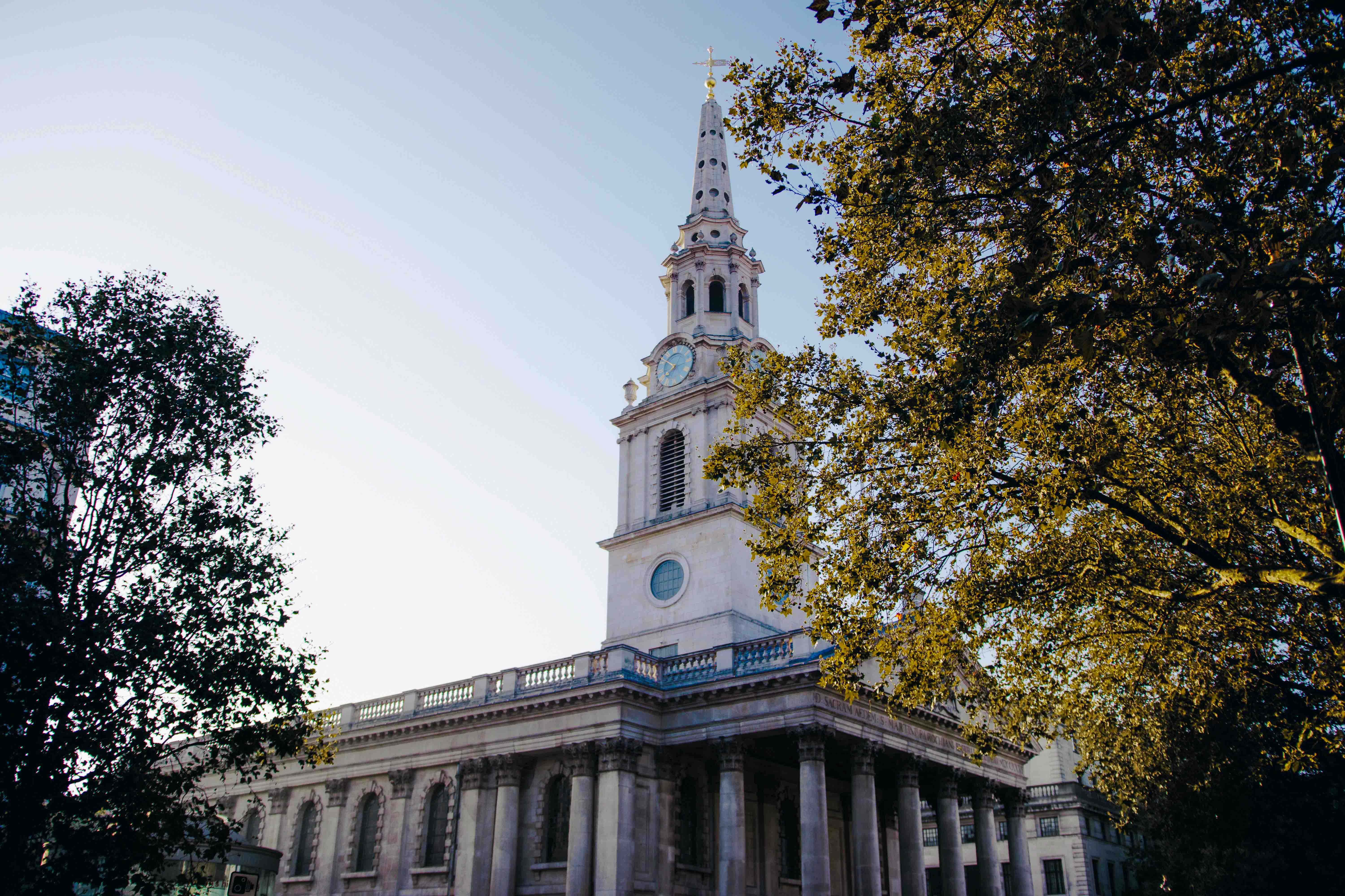 A view of St. Martin-in-the-Fields church in London.