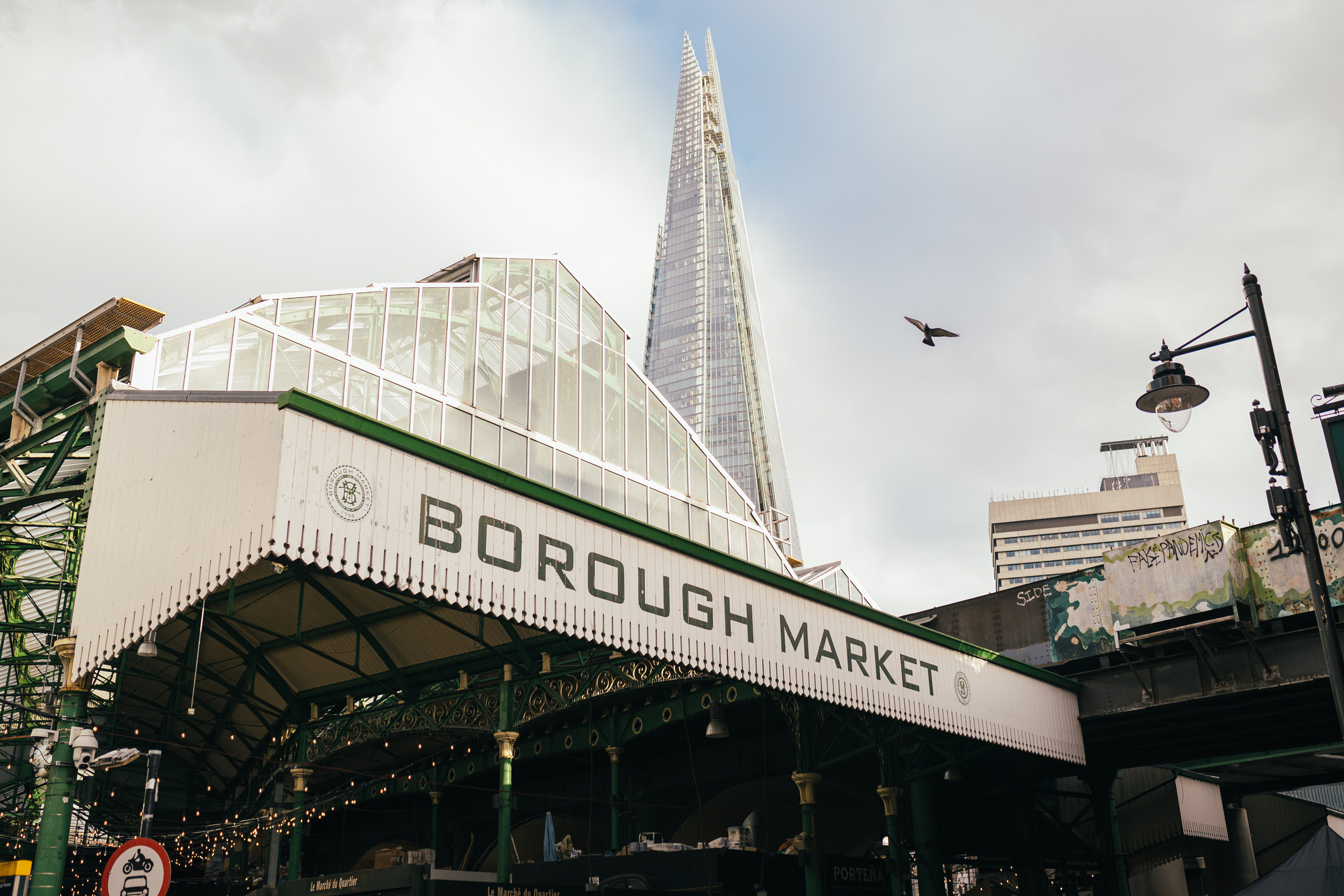 A view of Borough Market with the Shard in the background