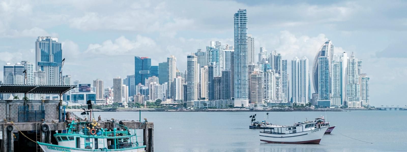 A view of the harbor with boats in Panama.