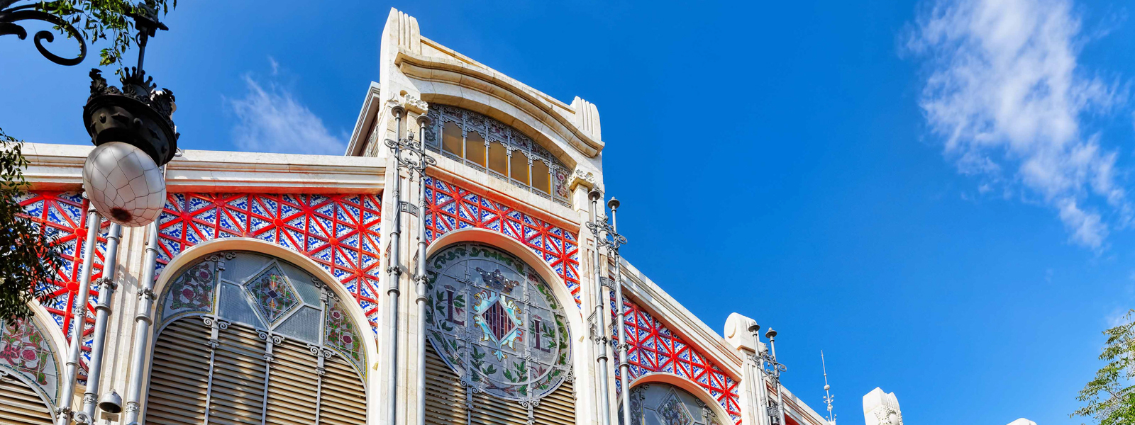 A view of a historic market building in Valencia.