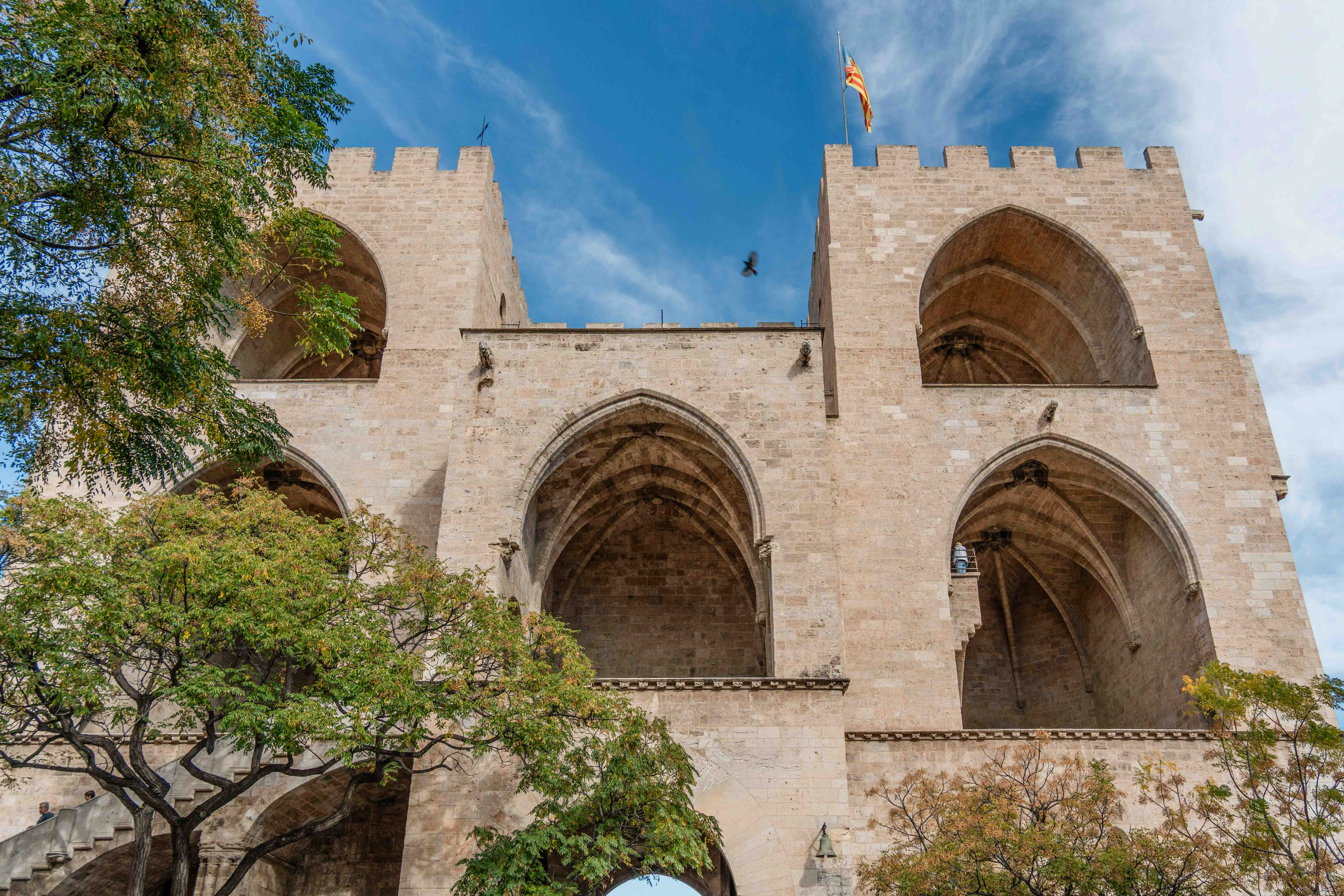 A view of the back of the Torres de Serranos in Valencia.