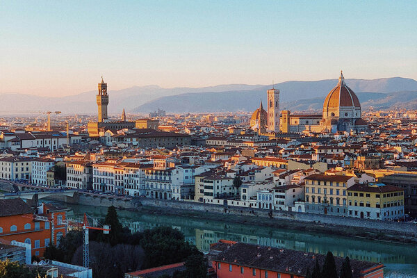 A view of Florence at sunset.