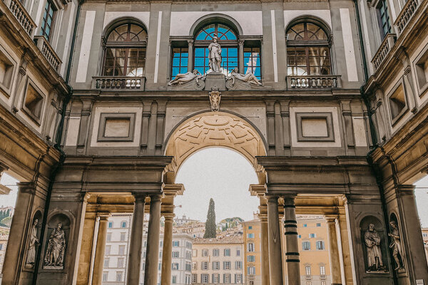 A building with sculptures in Florence.