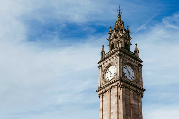 A clocktower in Belfast, Ireland.