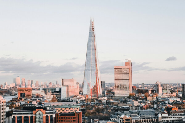 A view of the Shard at sunset. 