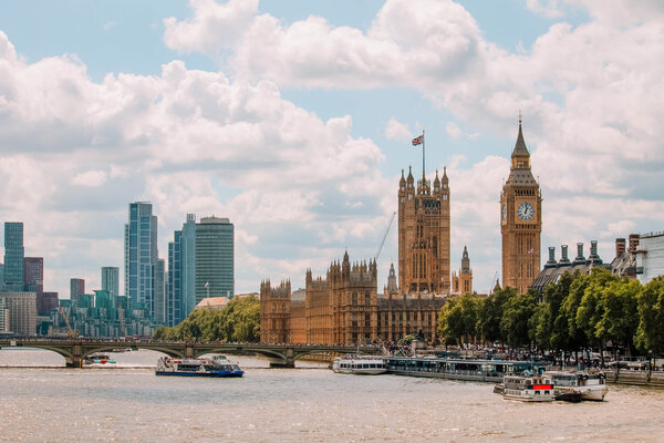 A view of Big Ben and the River Thames in London.