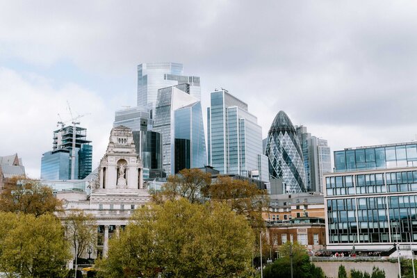 A view of buildings in Londons Financial District. 