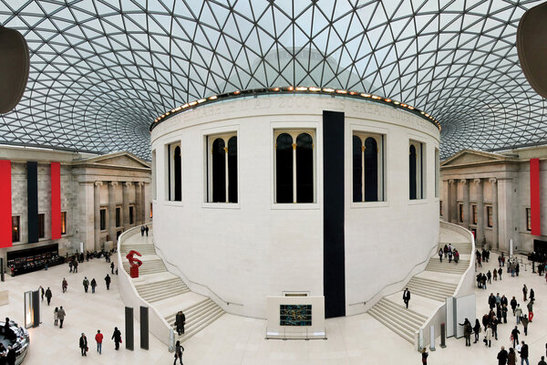 A view of the inside of the British Museum and its architecture