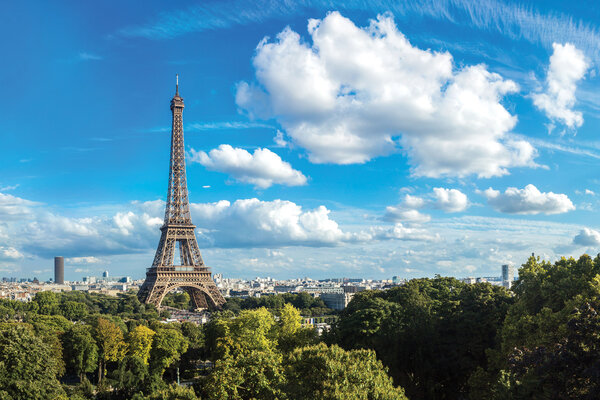 A view of the Eiffel Tower in Paris.