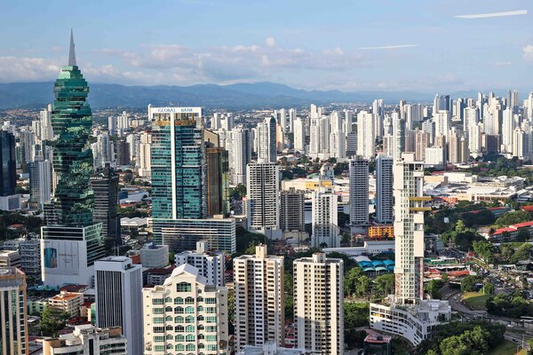 An aerial view of downtown Panama City. 