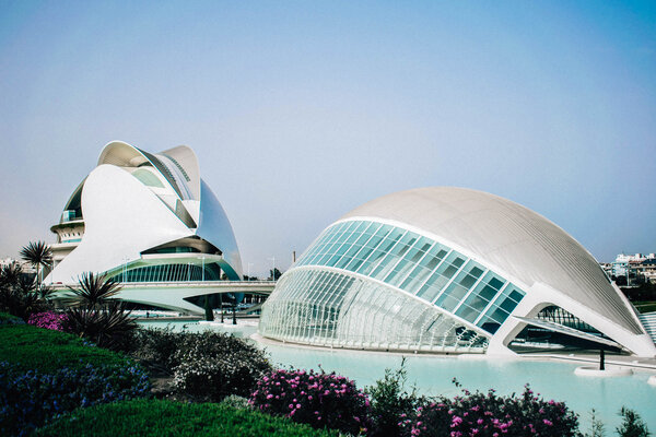 A view of the modern buildings in Valencias City of Arts and Sciences.