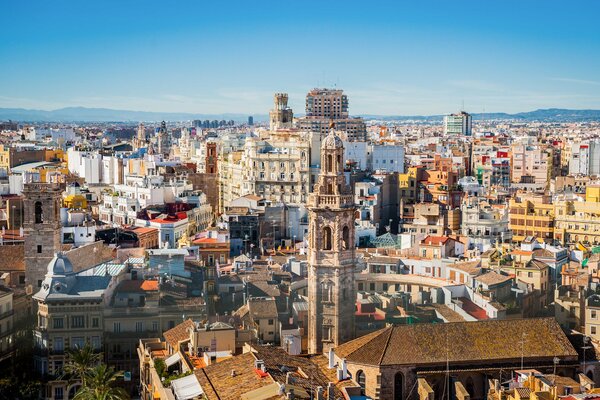 A view of the rooftops of Valencia. 