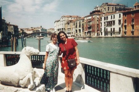 Two students pose in Venice, Italy.